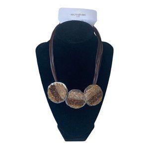 Signature NYC brown and cream necklace with matching earrings